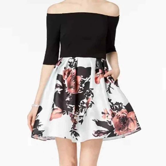 🖤New Betsy & Adam black & floral off shoulder dress🖤 - Picture 1 of 9